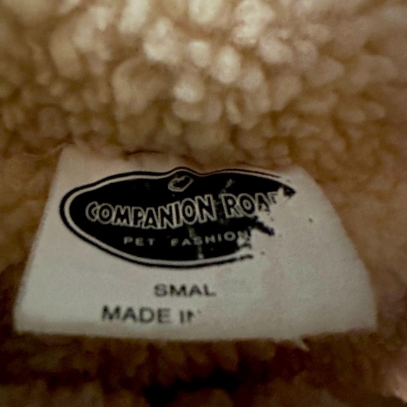 CR Small Dog Puppy fleece brushed denim Sherpa jean jacket burgundy cream wear - Picture 3 of 4